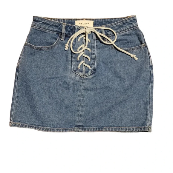 Pacsun front tie denim skirt - Picture 1 of 6